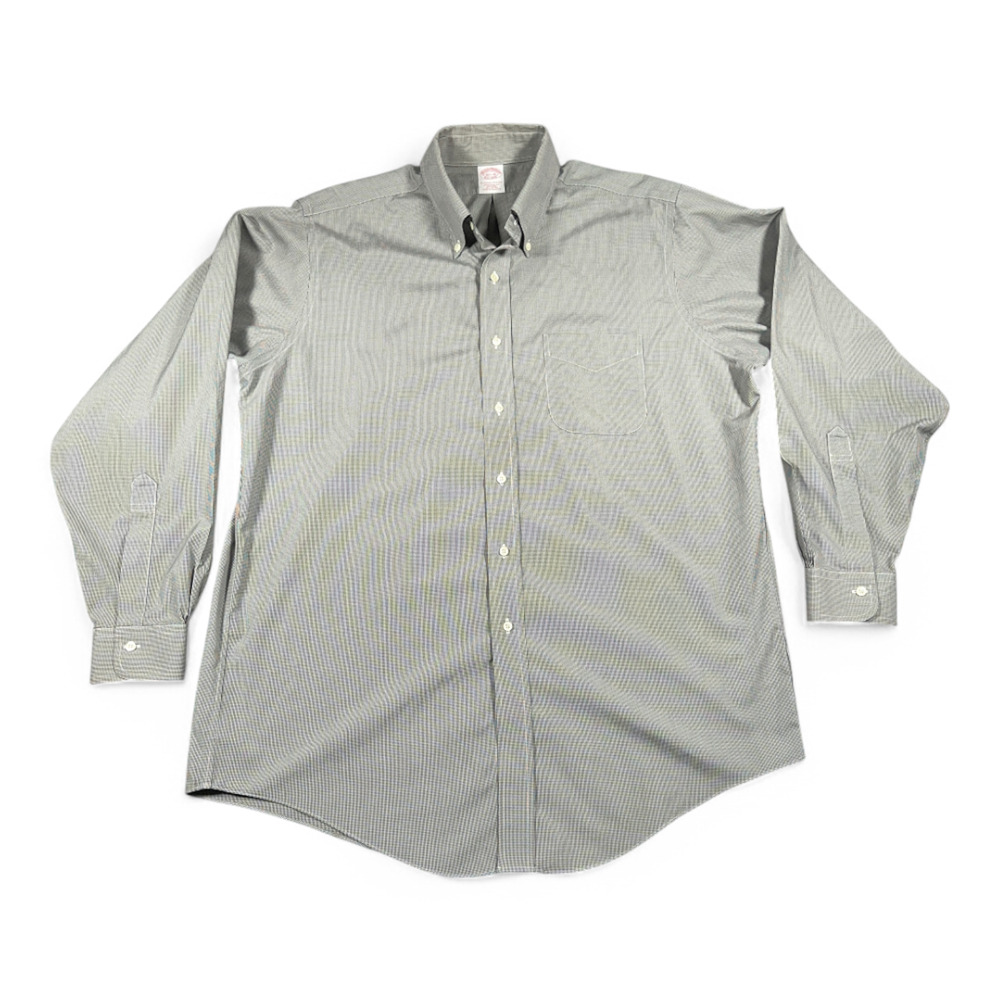 Brooks Brothers Shirt Adult EXTRA LARGE Black White Houndstooth Micro Check